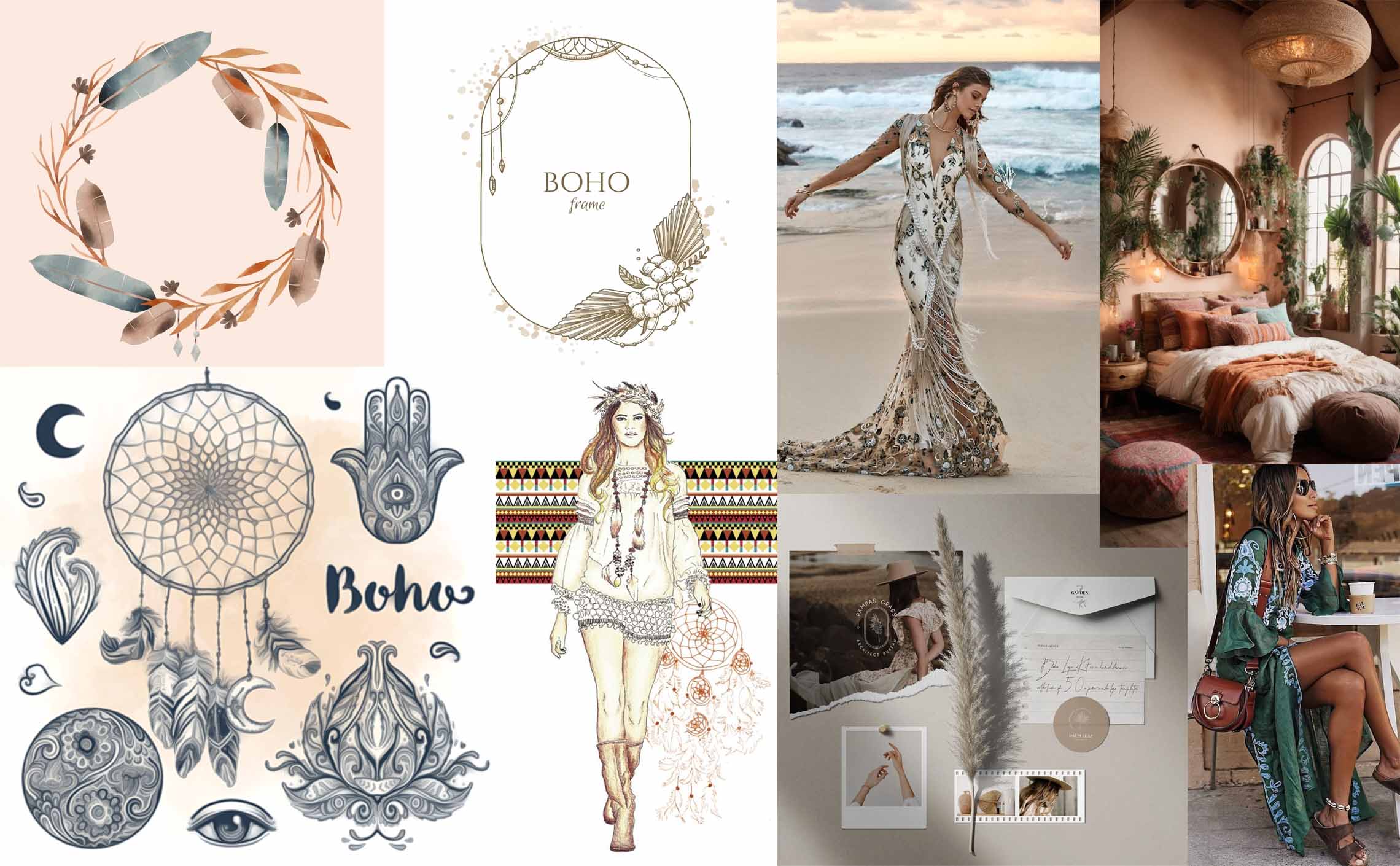 Boho Chic Moodboard Collage