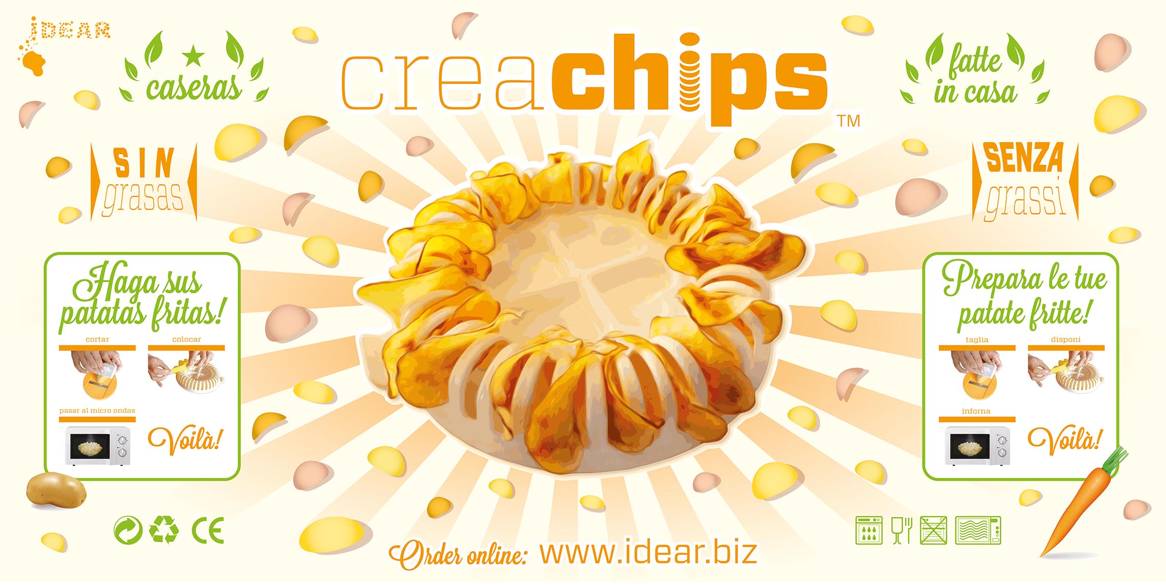 Creachips banner in Italian and Spanish