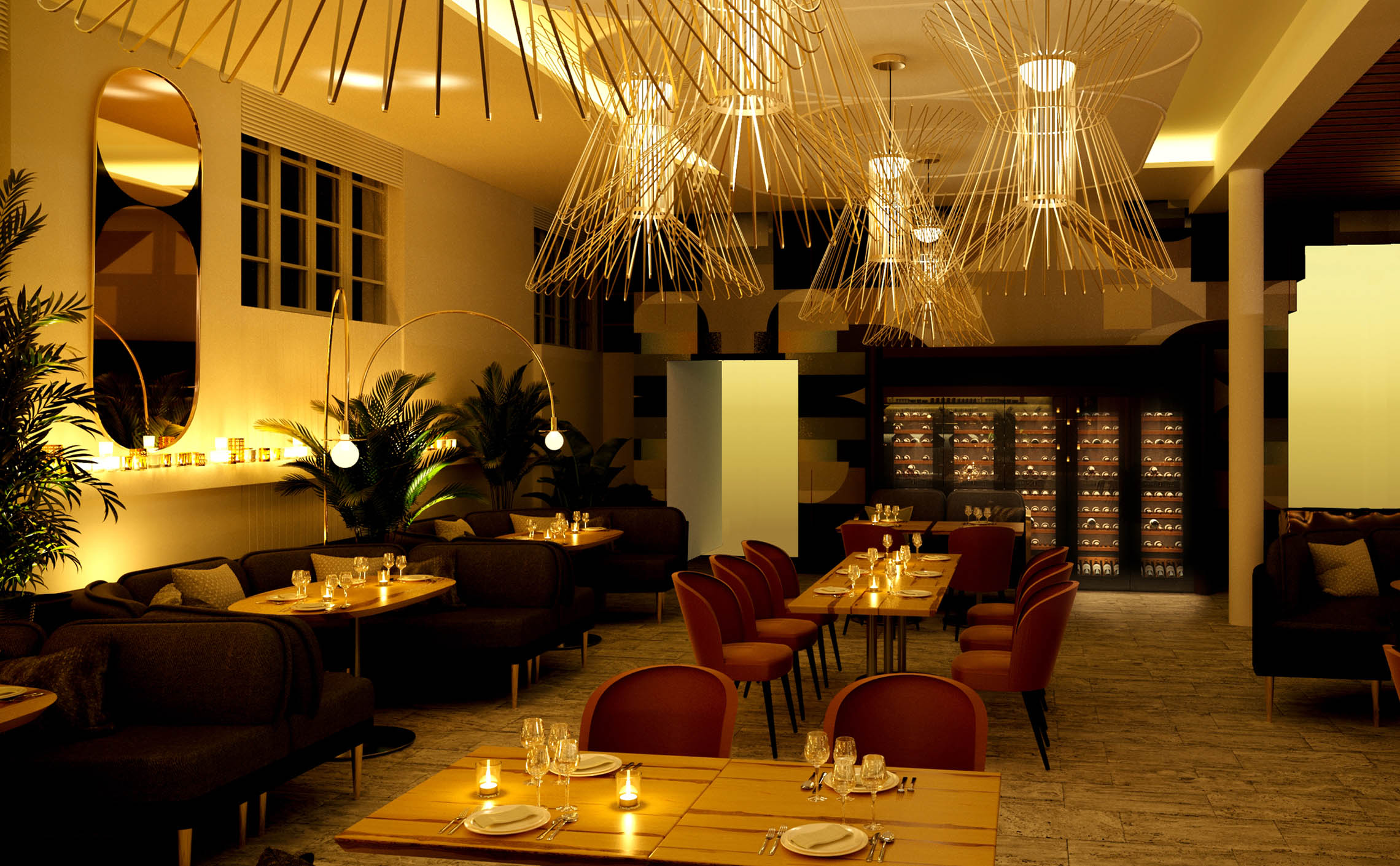 Perspective view of the Sérêvène Restaurant Dining Room